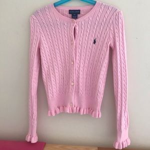 Polo Ralph Lauren Girls Pink Cardigan in Size 6X